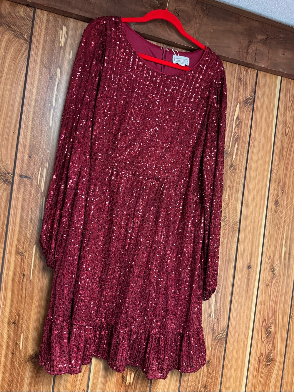NWT - Women’s size 3x Sparkle Long-Sleeve Red Sequin Dress